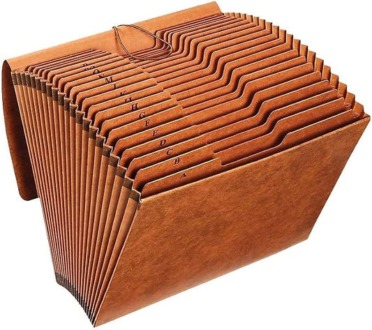 Staples Heavy‑Duty Expanding File, A–Z Index, Letter Size, Durable Brown Redrope with Flap Closure