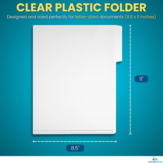 1InTheOffice Clear Plastic Folder, Transparent Plastic Document File, Clear Pockets Folder, Letter Size,10/Pack