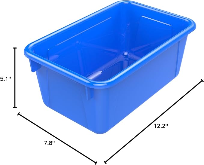 Storex Small Cubby Bins – Plastic Storage Containers for Classroom, 12.2 x 7.8 x 5.1 inches, Class Blue, 5-Pack (62416A05C)