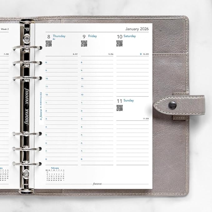 Filofax Calendar Diary Refill, A5 Size, Week-to-View with Appointments, Vertical, Multi-Fit, White Paper, English, 2026 (C68521M-26)