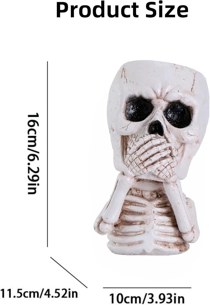 Skulll-shaped Pen Holder for Desk Accessories Halloween Decor and Office Decor, Pencil Holder for Desk Organizers, Compact Desk Accessories Gift, Pencil Cup for School, Office, Home(Don't Say)