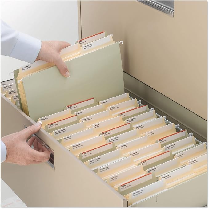 Smead SuperTab® Heavyweight Fastener File Folder, 2 Fasteners, Oversized Reinforced 1/3-Cut Tab, Guide Height, Letter Size, Manila, 50 per Box (14545)