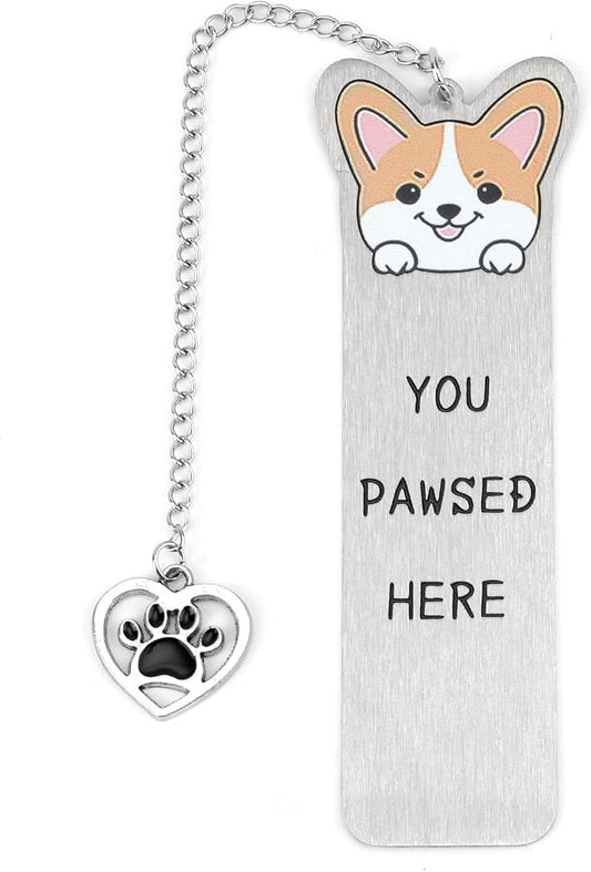 Gosknor Corgi Dog Bookmark, Cute Metal Corgi Bookmark for Women & Men, Reading & Study, Style 2