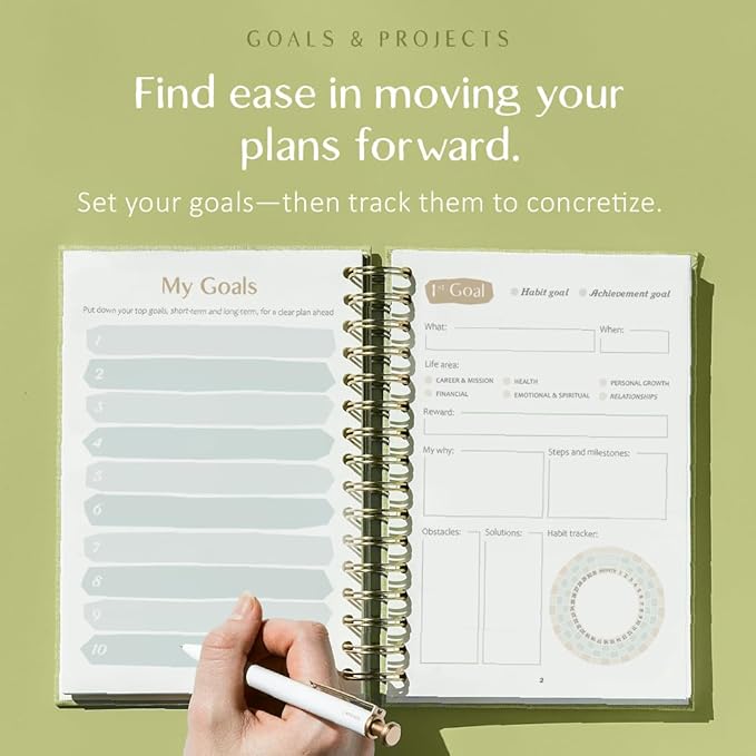 The ADHD Planner - Undated Daily/Weekly Schedule Organizer Journal - Habit Tracker Record Emotions & Mood - Academic Goals - Structure & Focus for Adults (Spiral) (Green)
