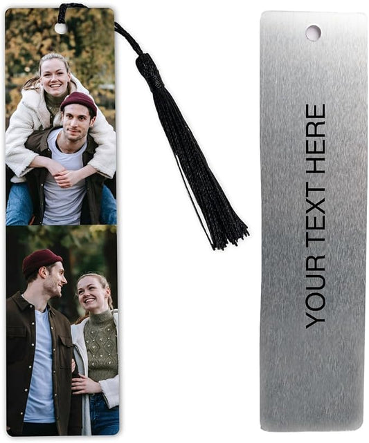 Custom Metal Bookmark with Personalized Photo and Text (2 Images)