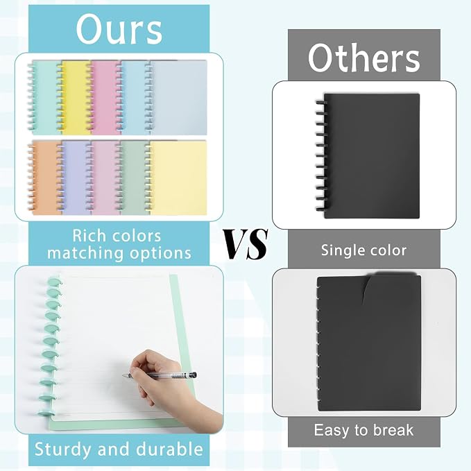 gisgfim 10 Set Discbound Notebook Cover and Disc Set 8.5 x 11 Inch Poly Cover with Disc Suitable for Letter Size Discbound Notebook Accessories for Office Subject Document (Macaron Color)