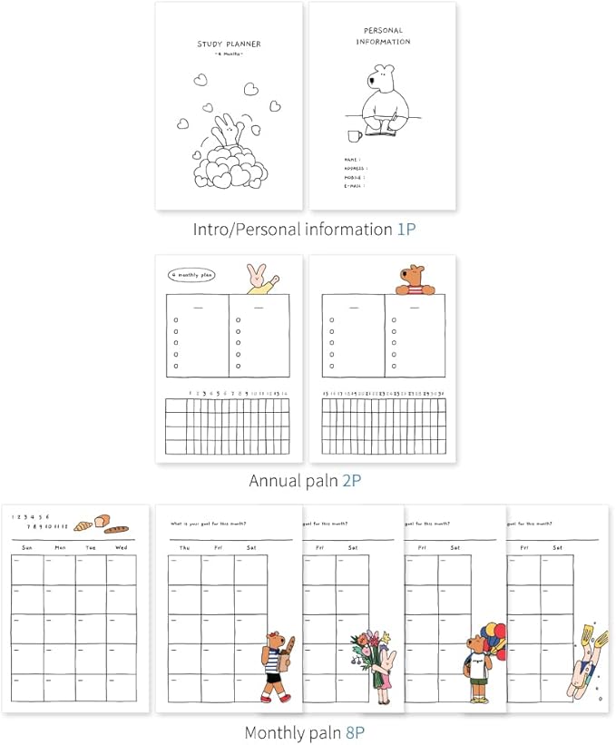 Monolike Happy and Lucky 4 Month Study Planner, High Five - Academic Planner, Weekly & Monthly Planner, Study plan