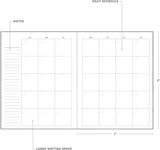 Blue Sky Non-Dated Monthly Planning Calendar, 7" x 9", Charcoal, 152950