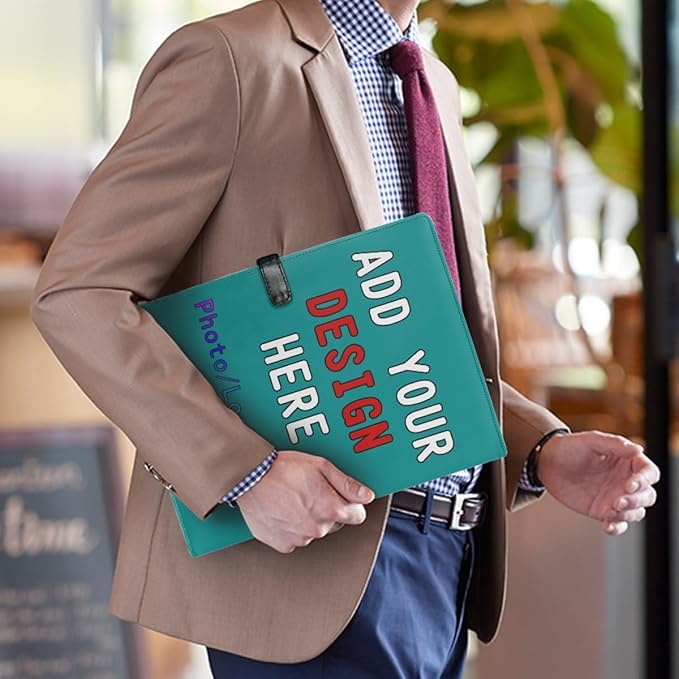 Personalized Padfolio with Logo, Custom Business Portfolio with A4/US Letter Writing Pad Holder for Resumes and Interviews, Darkcyan