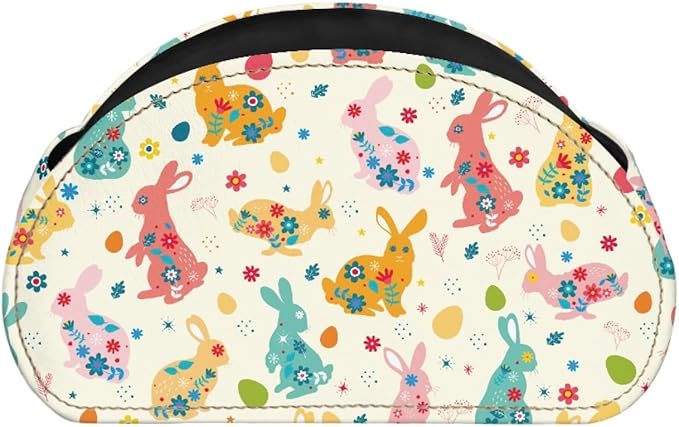 FUSURIRE Remote Control Holder with 5 Compartments, Easter Bunny Print Desktop Caddy Storage Supply Organizers for Remote Controllers,Office Supplies,Makeup Brush,Media Accessories