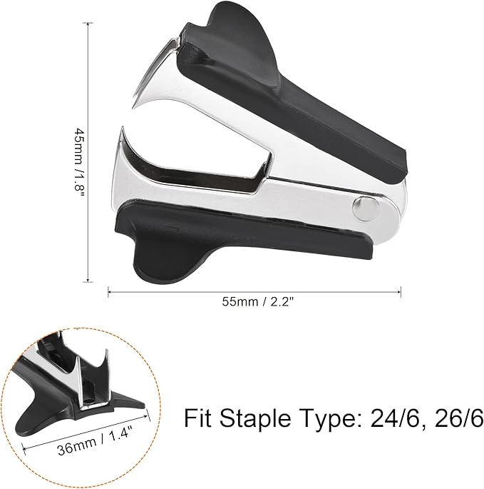 MECCANIXITY Staple Remover Tools, Staplers Puller Steel Jaw for Office Home Desktop Supply Accessory, Black Pack of 3