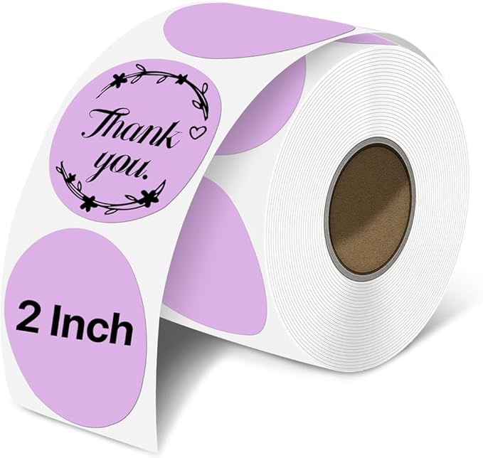 iEager 2 Inch Round Thermal Labels, Circle Thermal Printer Stickers, Durable Circular Label Printer Sticker for Business, Logo, Gift, 500 Labels/Roll, Purple