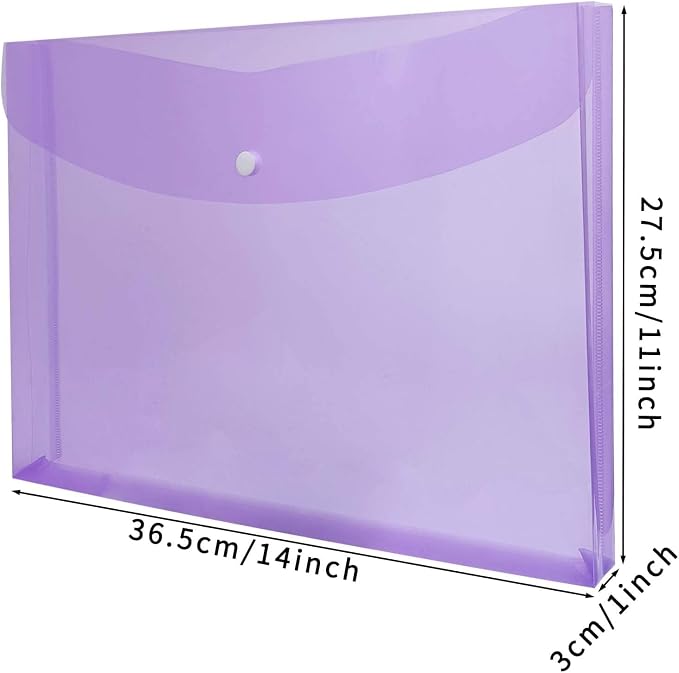 Plastic Legal Size Envelopes with Snap Closure Expandable Organizer Assorted Color Folder for Home Office 12pcs
