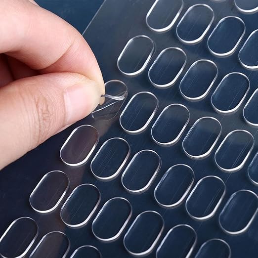 Kopida 60 Pcs/Sheet Double Sided Self Adhesive Tapes, Transparent Strong Sticky Tape Adhesive Fastener Tape for Blind Box Landscape Doll Foot