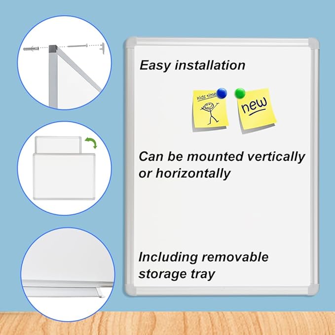 DEVELOP Magnetic Large Dry Erase Board, 36 x 60 Inches(3’ x 5’) Whiteboard, Wall-Mounted White Board for Office, Classroom, Home, Includes 4 Markers, 4 Magnets, Ruler & Erase