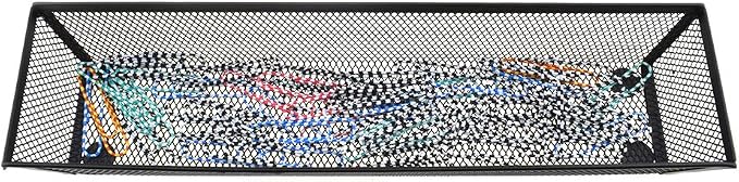 HAHIYO Stackable Mesh Tray Cup 12 x 3 x 2 inches Sturdy Container for Desk Drawer Organizer Collection for Home Office School kitchen Soft Foam Feet No Sharp Edges 2 Pack Black