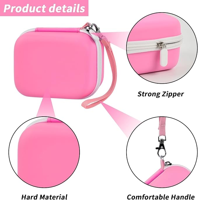 Sticker Printer Case for Anycash/for ETIKEZ PM290C/ for Nelko PM230/ for Memoking T02/ for Phomemo M02/ T02/ Q30S Mini Photo Printer. Holder for Label Maker, Thermal Paper, USB Cable (Box Only)-Pink