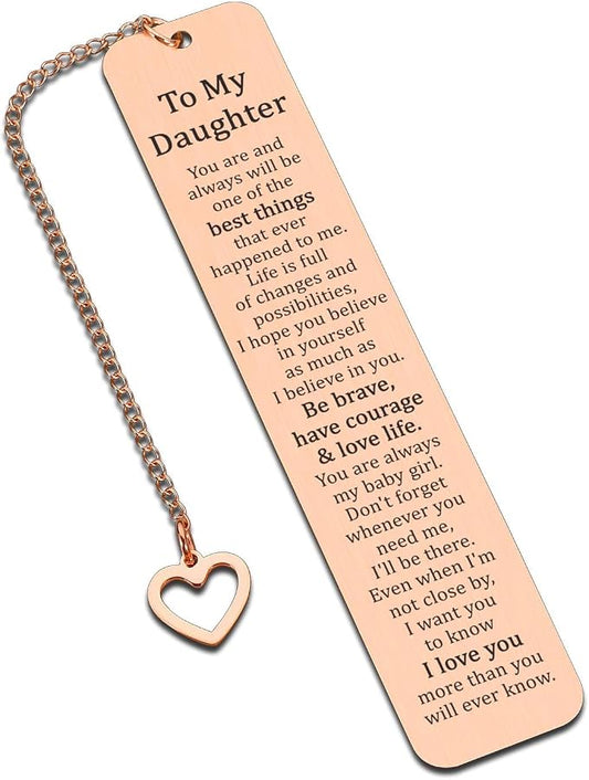 Daughter Graduation Gifts for College Girls to My Daughter from Mom Dad Cool Bookmark for Women 16th 18th 21st Birthday for Teen Girls Back to School Supplies Wedding Birthday Christmas