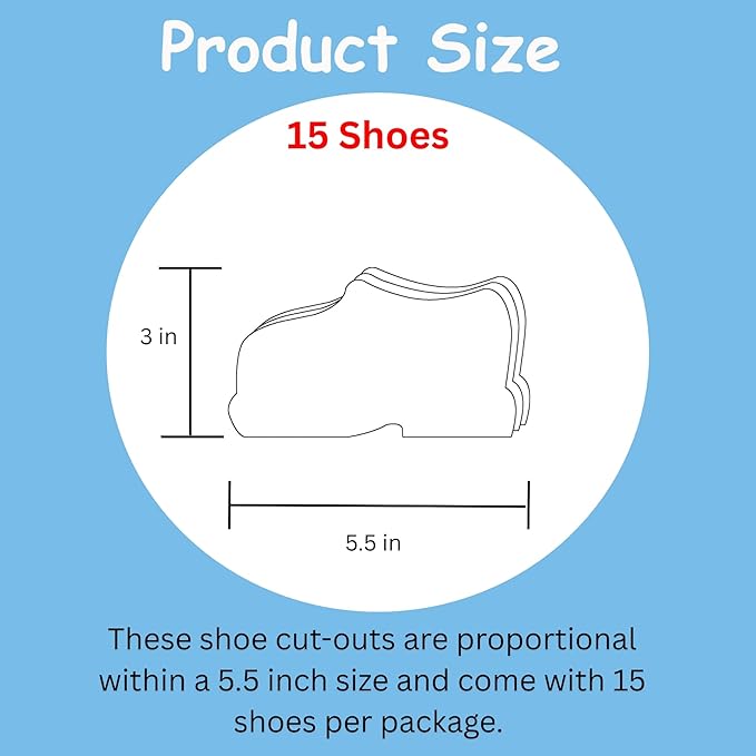 SHAPES ETC. 15 Pcs Shoe Large Single Color Creative Foam Cut-Outs White 5.5in Teachers Classroom Bulletin Board Decorations All About Me Kids Craft Projects Community Event Decor USA Made