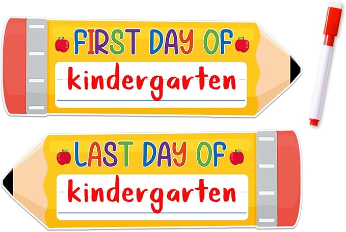JUESMOS First & Last Day of School Chalkboard for Kids Girls Boys, 4.4"x12.6" Double Sided Pencil Back to School Sign 1st Day of Preschool Kindergarten Board Sign Back to Schools Photo Prop Supplies