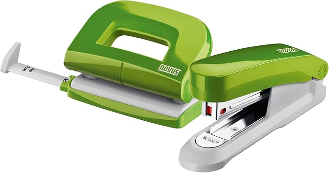 Novus 020-1874 Twin Set Stapler with Punch E 15/E 210 – Desk Set Green