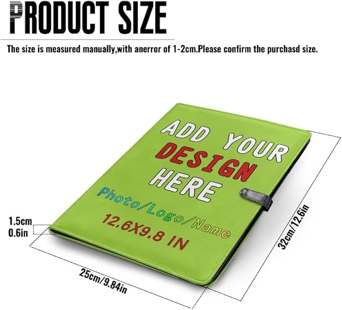 Personalized Padfolio with Logo, Custom Business Portfolio with A4/US Letter Writing Pad Holder for Resumes and Interviews, YellowGreen