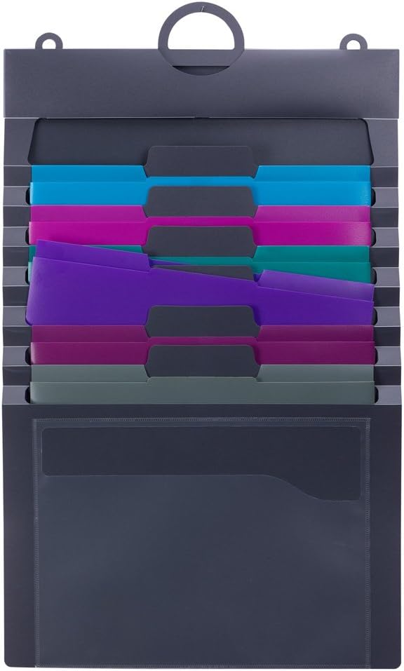 SMEAD Cascading Wall Organizer Gen 2, 6 Pockets, Letter Size, Gray/Jewel Pockets (92063)