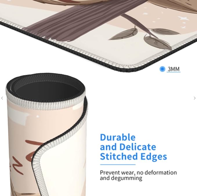 Voltique Mouse Pad Small Desk Mat, Sloth Computer Mousepad with Stitched Edges Non-Slip, Keyboard Mouse Pad for Desktop Office Desk Accessories