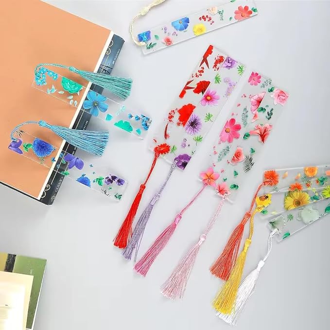8 PCS Bookmarks Transparent Floral Bookmark Book Accessories Gifts for Teachers Friends Women Lovers