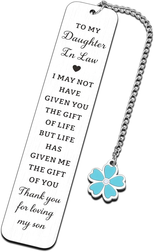 Daughter in Law Gifts from Mother in Law - Mothers Day Gifts for Daughter in Laws Birthday Future Daughters in Laws Gift for Mothers Day Birthday Wedding Anniversary, Bookmark for Book Lover Women