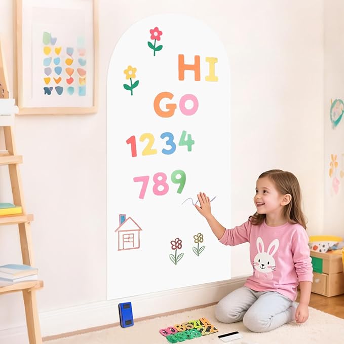 Arch Magnetic Wall Decal for Kids 39.3x17.5 Inch White Magnetic Chalk Board Sticker Magnet Chalkboard for Wall Peel and Stick Self Adhesive Blackboard Multifunctional for Playroom Home School