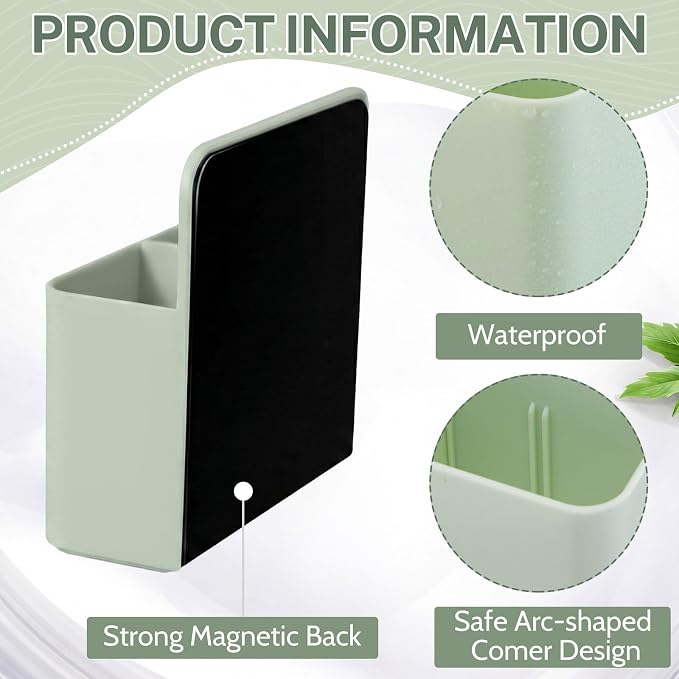 6 Pcs Magnetic Dry Erase Marker Holder Magnetic Pen Holder for Whiteboard Magnet Pencil Storage Organizer for Office Refrigerator Locker Classroom Organization Metal Cabinets (Greenery)