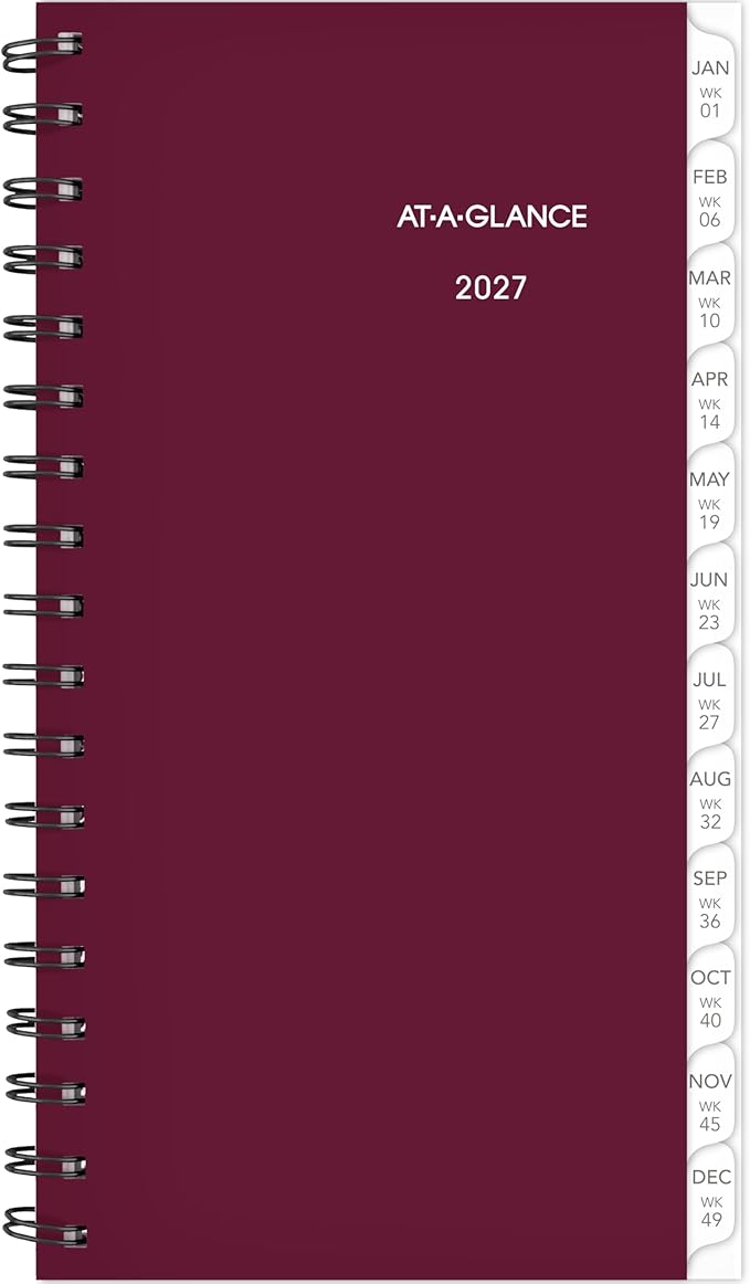 AT-A-GLANCE 2027 Planner Refill, Weekly, 3.25" x 6.5", Portable Size 2, Tabbed (064-287-27)