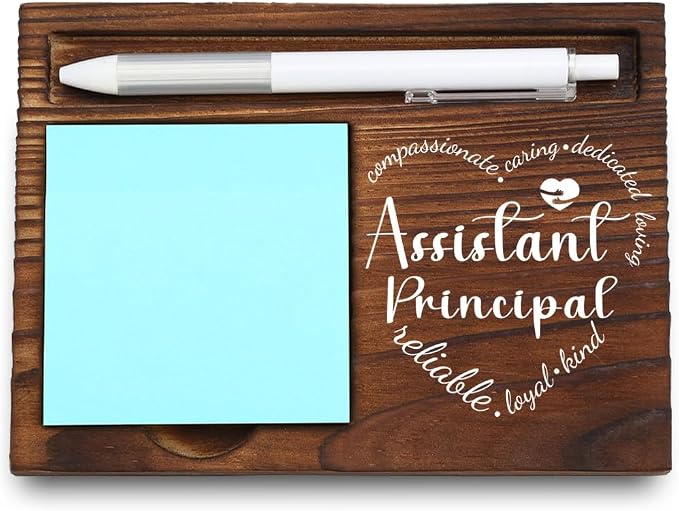 Wooden Sticky Note Holder for Assistant Principals, Motivational Quote Gift, Office Desk Organizer for Educators, 16.5 x 12 x 1.5 cm,LQQ10