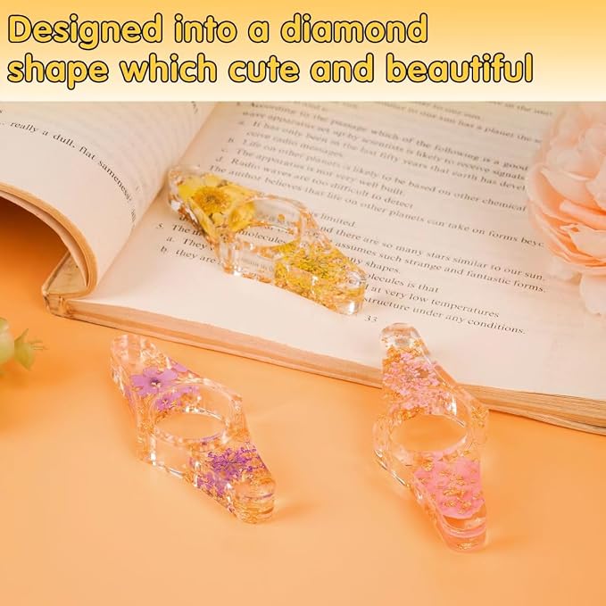 3 Pieces Book Page Holder-Dried Flower Resin Thumb Book Holder-Handmade Resin Holders Light Weight Book Opener Bookmarks Book Reading Accessories for Teachers Book Lovers (Stylish Style)
