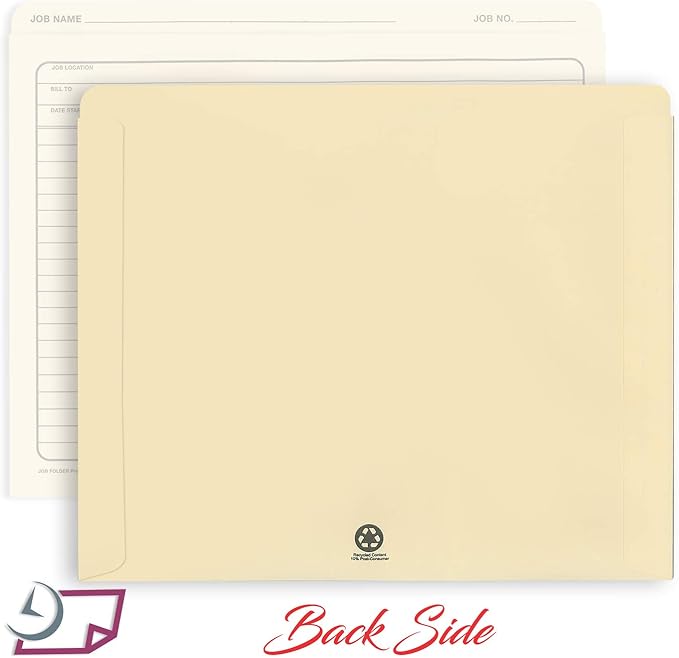NextDayLabels - Job Folders Manila File Jacket 10” x 12” – Heavy Duty - Preprinted to Track Job Progress, Calculating Cost, and Customer Correspondences - 50 Folders