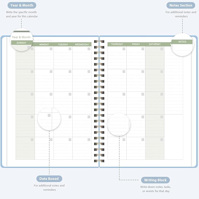 Undated Weekly Planner, Weekly To Do List Notebook with Goal, Organizer & Habit Tracker, A5 Daily Planner with Spiral Binding, Ideal for Office School Suppies
