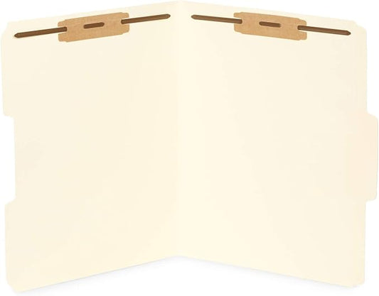 50 Manila Fastener File Folders - 1/3 Cut Reinforced Tab - Durable 2 Prongs Bonded Fastener Designed to Organize Standard Medical Files, Law Client Files, Office Reports - Letter Size, Manila, 50 Pack