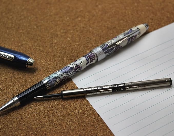 Cross Refill for Cross Selectip Gel Roller Ball Pens, Medium Conical Tip, Black Ink (Pack of 2)
