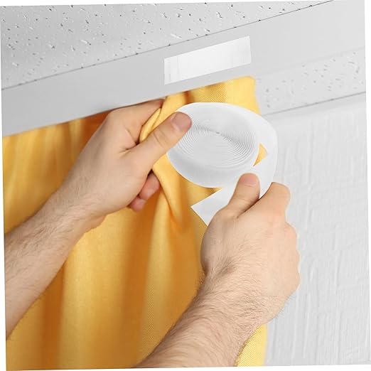 Self Adhesive Tape Strips for Curtains Hook Loop Adhesive Strong Backing Easy to Install for Doors Wall Mount