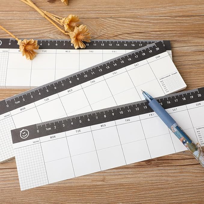 Undated Desk Planner Scheduler Weekly Planning for Goal Setting and Reflection - Horizontal Days of Week Paper Note Pad, Planner Organizing