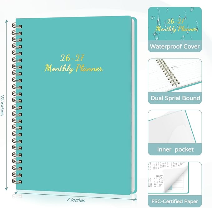 Monthly Planner 2026-2027, 2 Year Calendar 2026-2027 (Jan 2026 - Dec 2027), 7" x 10", 26-27 Monthly Calendar Planner, 24-Month Planning Book for Home School Office Supplies