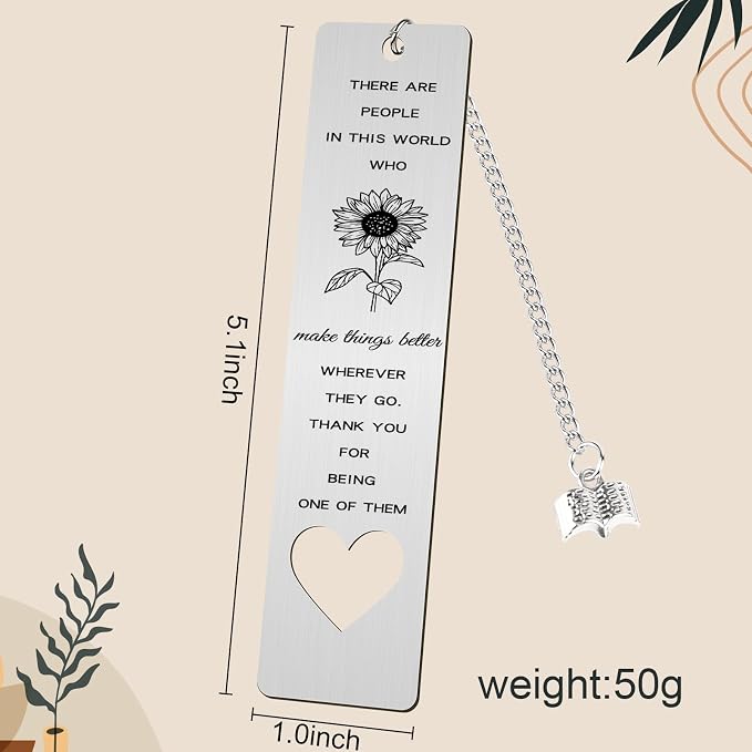 Sunflower Bookmark Gifts for Women - Metal Sunflower Book Marks with Book Chain for Book Lovers Back to School Coming Age Gifts for Him Her Students Teachers