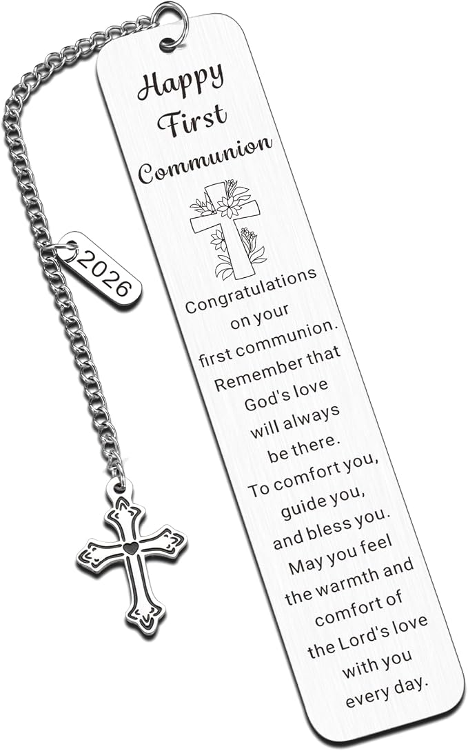 First Communion Gifts for Girls First Communion Gifts for Boys Women Men 1st Holy Communion Bookmark Baptism Confirmation Gifts for Teen Christian Religious Easter Gifts for Kid Easter Basket Stuffers