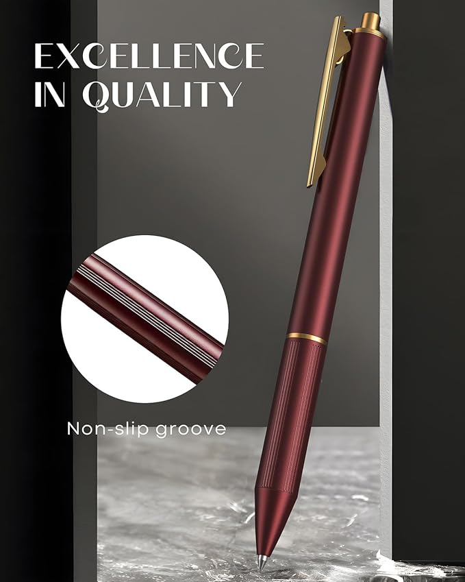 0.5MM Retractable Metal Gel Pen fancy pen Premium Metal Barrel nice pens Smooth Writing Archival Ink Leak-Proof, Ideal Gift Set - 2 Pens/Box with 2 Refills
