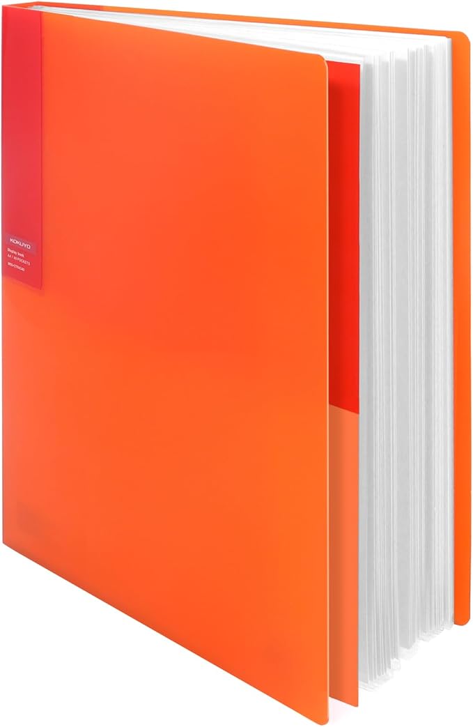 Kokuyo 40-Pocket Binder with Plastic Sleeves (Orange), A4 Art Portfolio Folder with Clear Sheet Protectors. 80 Pages of Presentation Display Book. Japan Import (CTRA-C40YR)