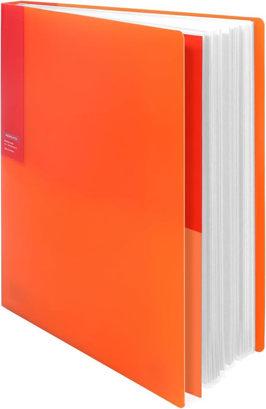 Kokuyo 40-Pocket Binder with Plastic Sleeves (Orange), A4 Art Portfolio Folder with Clear Sheet Protectors. 80 Pages of Presentation Display Book. Japan Import (CTRA-C40YR)