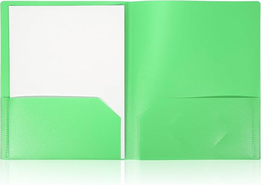 1 Pcs Heavy Duty Plastic Folders 2 Pocket File Folder Fit Letter Size for Home Office School Communication Presentation Report Sheet Protectors (Green)