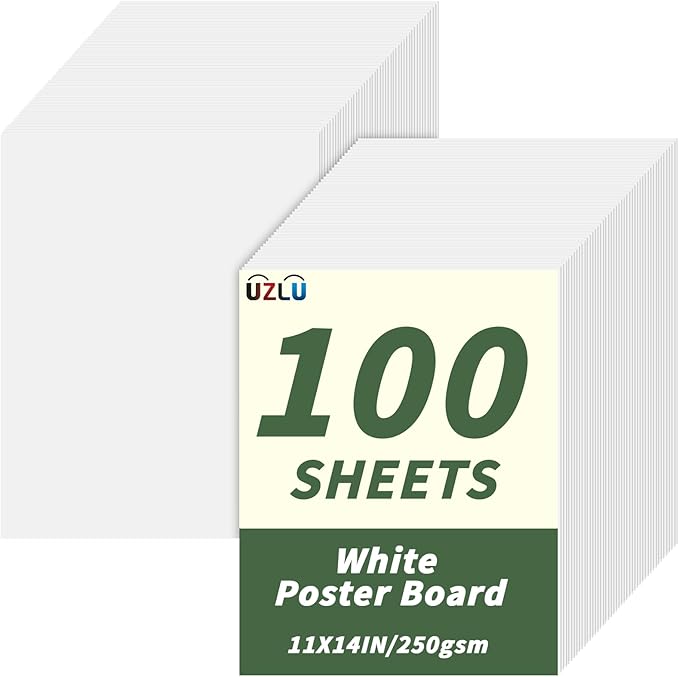 100 Pcs 11 x 14 In Poster Board White Poster Board Paper Bulk 250 GSM Thickness Vision Boards Smart PosterBoard for Drawing School Arts Craft Projects Presentations Scrapbooking Blank Graphic Display