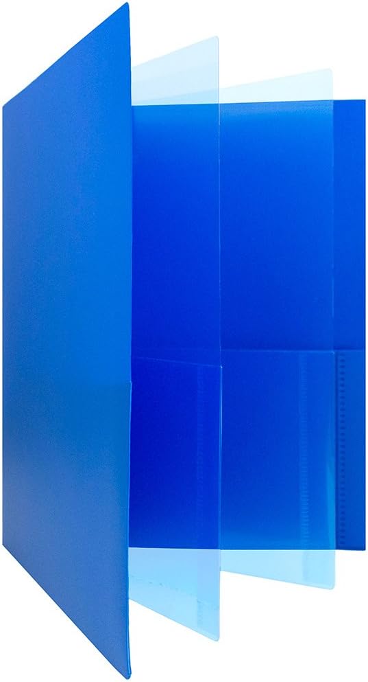JAM PAPER Heavy Duty Plastic Multi Pocket Folders - 6 Pocket Organizer - Blue - 2/Pack